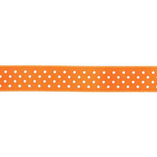 Satinband Tupfen - neonorange/weiss, 