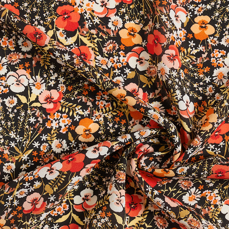 Crêpe Chiffon Blumenmeer – schwarz, image number 3