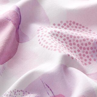 GOTS French Terry Sommersweat abstrakte geometrische Figuren – weiss/pink, 
