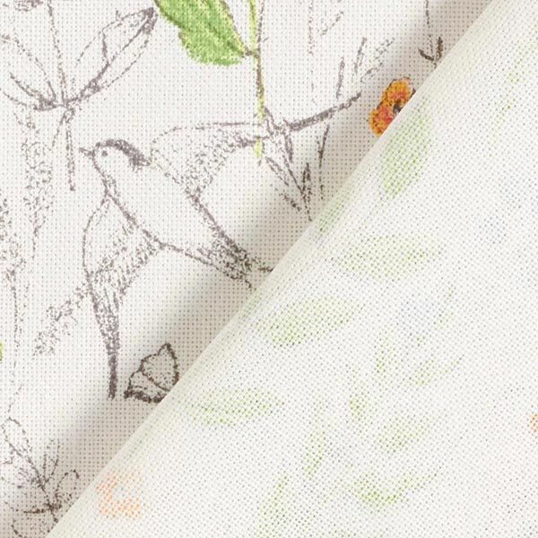 Dekostoff Halbpanama gezeichnete Wildblumen – weiss/rosa | Reststück 100cm