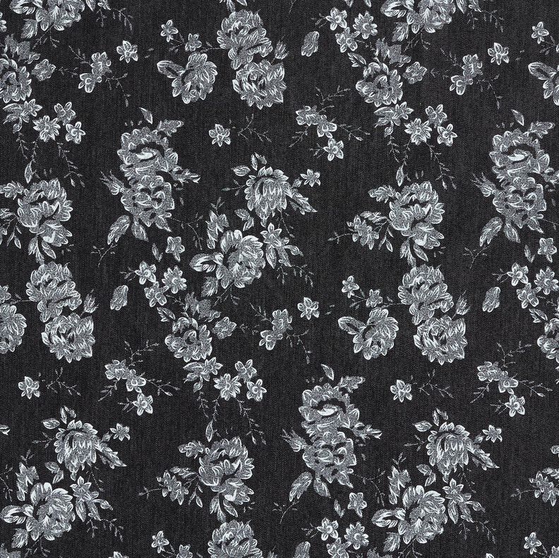 Chambray kleine Rosen – schwarz/weiss,  image number 1