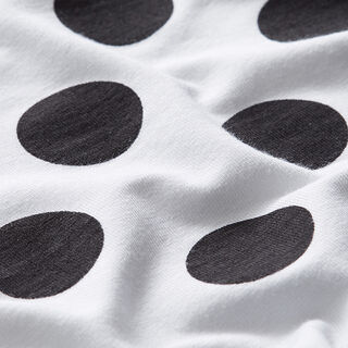 Baumwolljersey große Polkadots – weiss/schwarz, 
