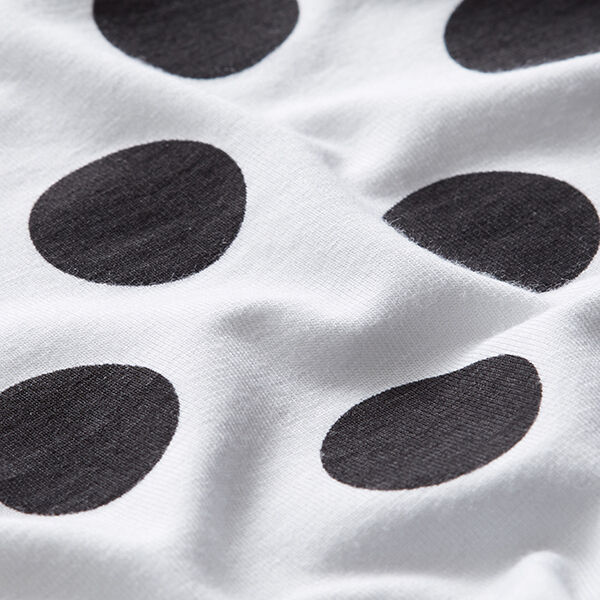Baumwolljersey große Polkadots – weiss/schwarz | Reststück 50cm