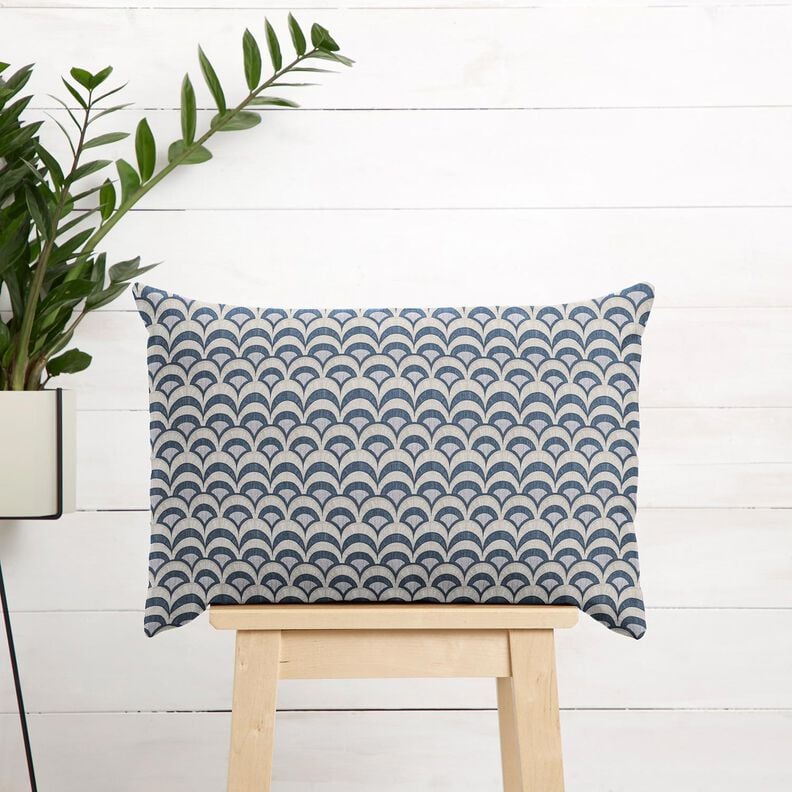 Baumwollstoff Popeline elegante Bögen – blaugrau/helltaupe, image number 6
