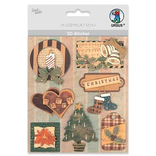 3D-Sticker Rustikale Weihnachten  – Farbmix, 