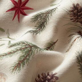 Dekostoff Jacquard Lurex Tannenzweige – natur/gold, 
