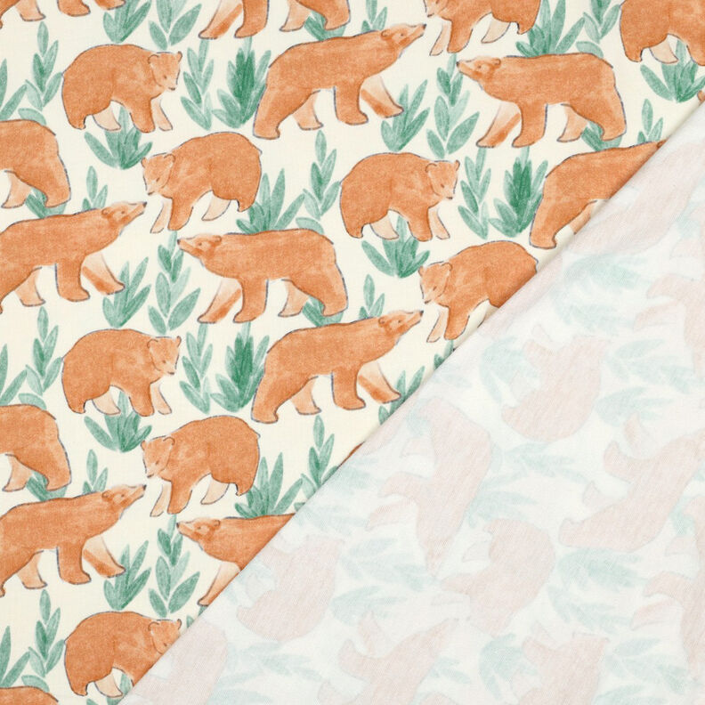 French Terry Sommersweat Aquarell-Bären Digitaldruck | Poppy Fabrics – wollweiss,  image number 4