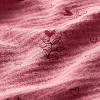GOTS Musselin/ Doppel-Krinkel Gewebe Herzblatt | Tula – rosa, 