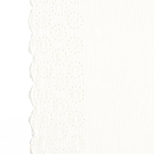 Musselin mit einseitiger Lochstickerei-Bordüre – weiss | Reststück 50cm