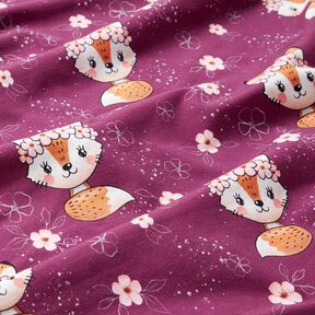 Baumwolljersey Fuchs mit Blumen | Glitzerpüppi – traube/pfirsichorange, 