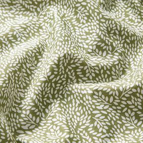 Baumwollstoff Cretonne Mini-Blätter – hellkhaki/weiss, 