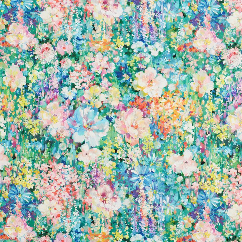 Dekostoff Canvas Blumengemälde – grün/rosa,  image number 1