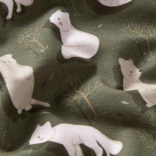Bio-Baumwolljersey Schneefuchs und Murmeltier Digitaldruck – dunkelpinie, 