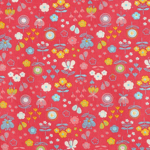 Baumwollstoff Cretonne Blumen – rot