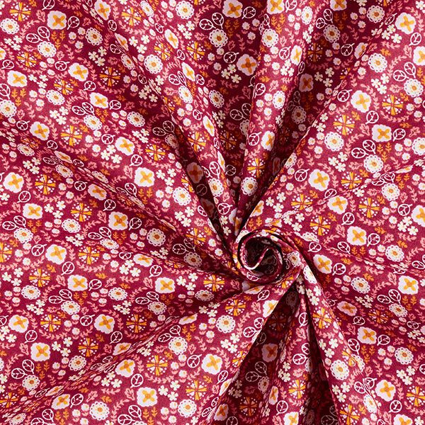 Baumwollstoff Cretonne kleine Blüten – himbeere/rosé | Reststück 50cm