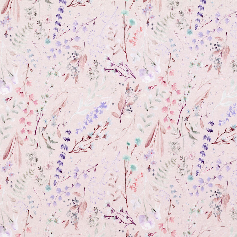 Viskosejersey zarte Blüten & Blätter – hellaltrosa,  image number 1