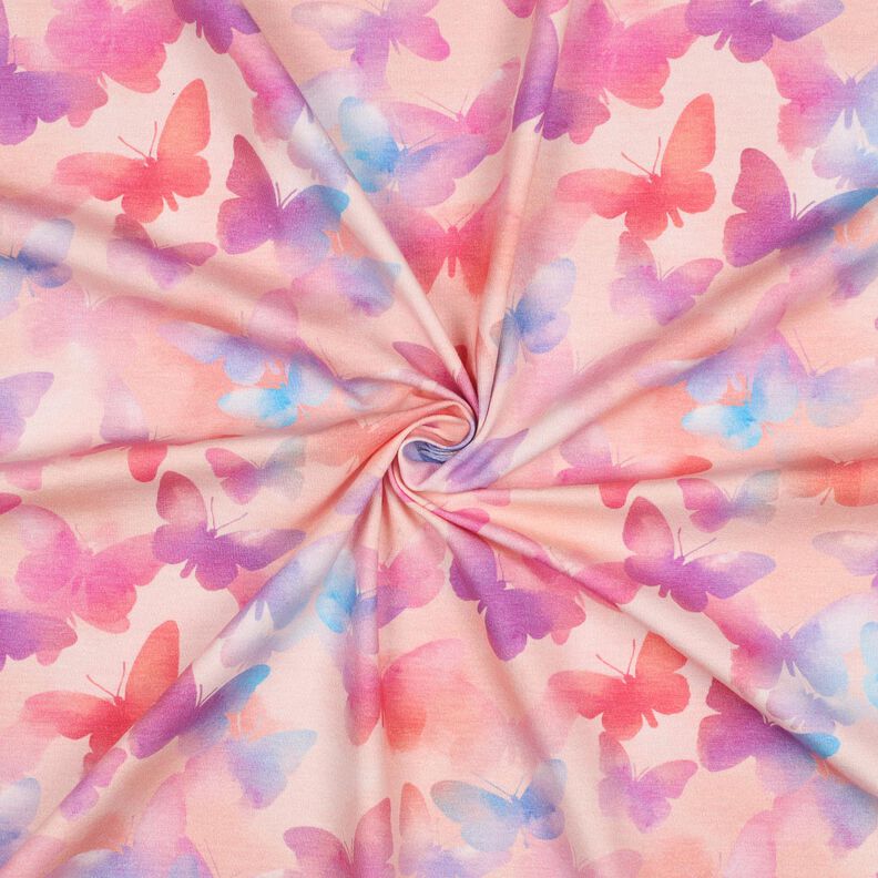 Baumwolljersey bunte Schmetterlinge Digitaldruck | Poppy Fabrics – rosé/blau,  image number 3