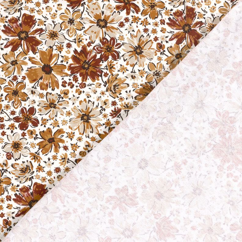 French Terry Sommersweat gezeichnete Blumen Digitaldruck &ndash; weiss/terracotta,  image number 4