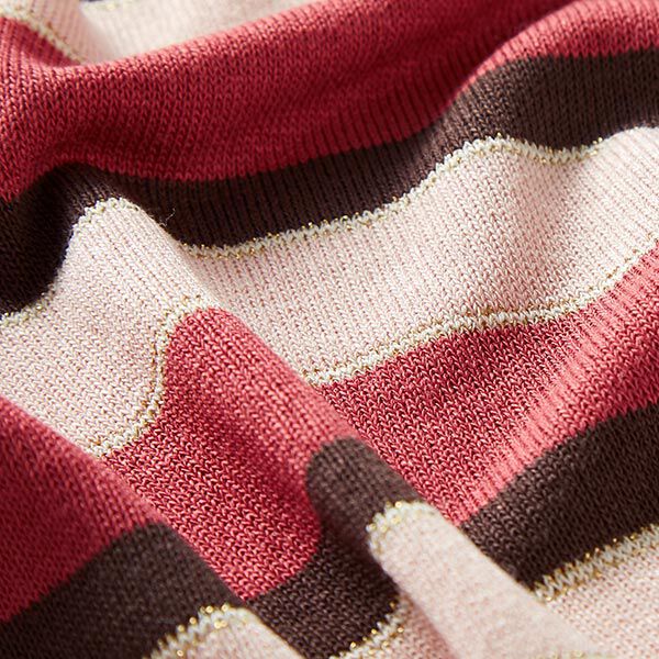 Feinstrick Viskose mit Lurex Retrostreifen – rosé/rot, image number 5