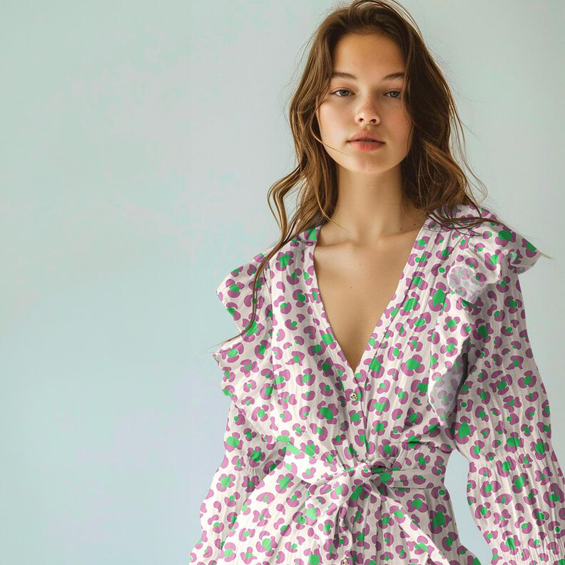 Musselin/ Doppel-Krinkel Gewebe bunter Leo Print | Poppy Fabrics – pastellviolett/rotlila, image number 5