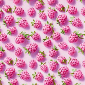 Baumwollstoff Popeline knallige Himbeeren – pastellviolett/apfelgrün, 