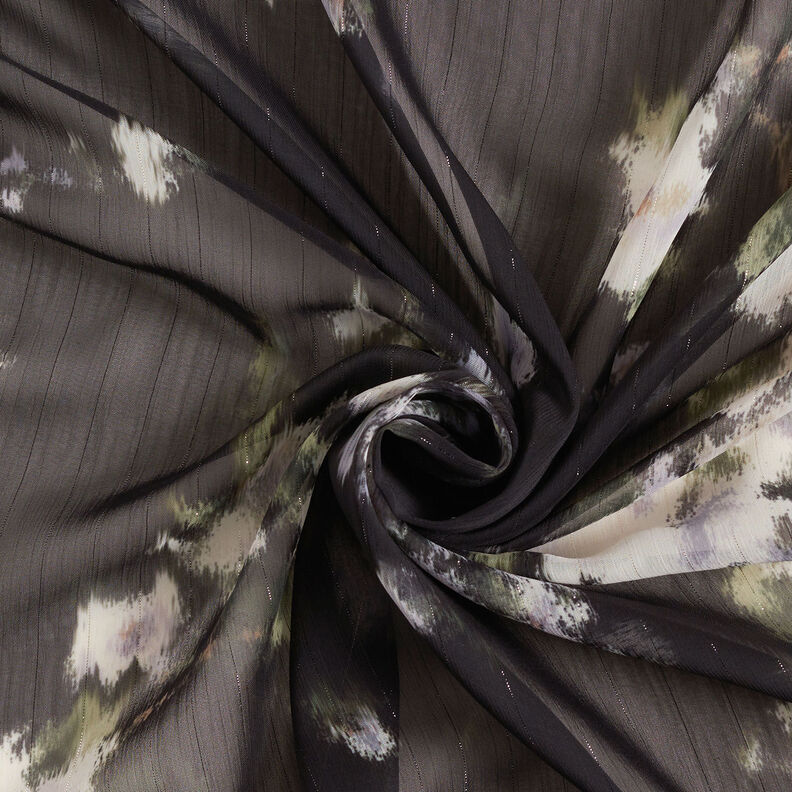 Chiffon glitzernde Nadelstreifen Batikoptik – schwarz/weiss,  image number 4