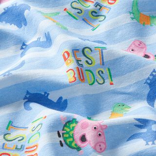 Baumwolljersey Lizenzstoff Peppa und George Best Buds  | ABC Ltd. – hellblau/babyblau, 