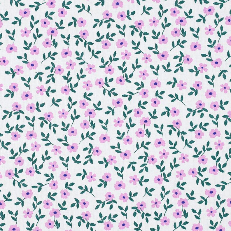 GOTS Baumwollpopeline Streublümchen | Poppy Fabrics – weiss/rosa,  image number 1