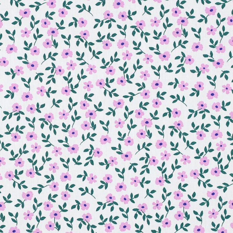 GOTS Baumwollpopeline Streublümchen | Poppy Fabrics – weiss/rosa, image number 1