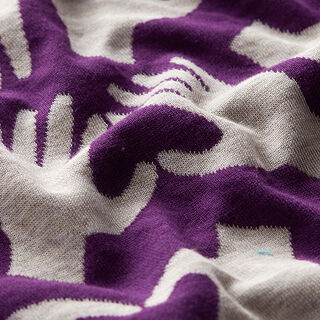 GOTS Strickjacquard LOVE LETTERS Hand on Heard | Hamburger Liebe | Albstoffe – lila/weiss, 