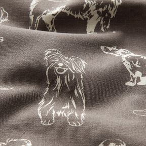 Dekostoff Canvas Hunde – dunkelgrau/creme, 