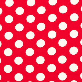 Crêpe Gewebe Polka Dots [2,5 cm] – feuerrot/wollweiss, 