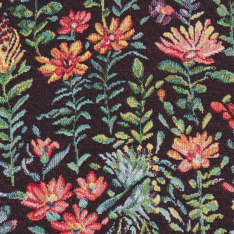 Dekostoff Gobelin kleine Blümchen – schwarz,  image number 9