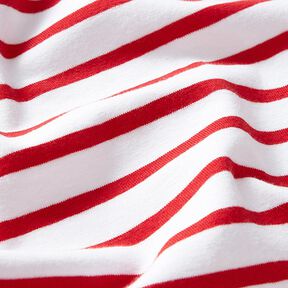 Baumwolljersey schmale & breite Streifen – weiss/rot, 