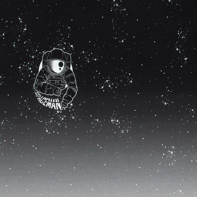French Terry Panel Spaceman | Glitzerpüppi – schwarz/weiss,  image number 1