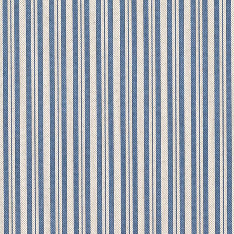 Dekostoff Halbpanama feine Streifen – jeansblau/natur,  image number 1