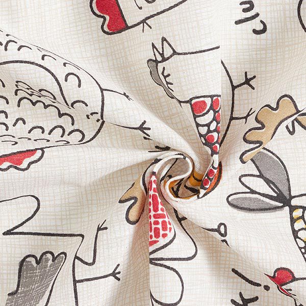 Dekostoff Canvas Comic Hühner – natur | Reststück 100cm