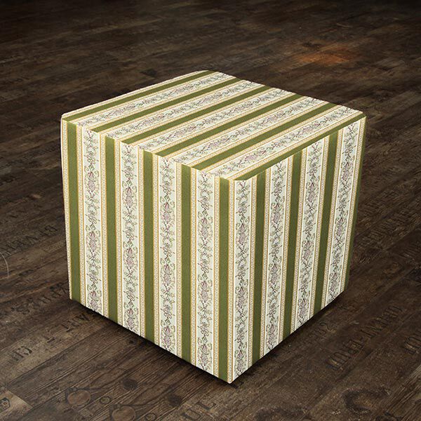 Möbelstoff Jacquard Biedermeier Streifen – creme/oliv | Reststück 50cm