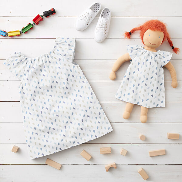 Baumwollpopeline Baby-Füßchen – weiss/jeansblau
