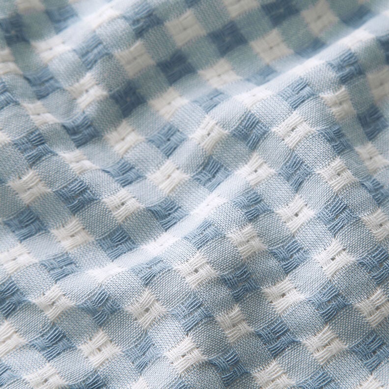 Baumwollstoff Struktur-Karo – weiss/hellblau,  image number 2