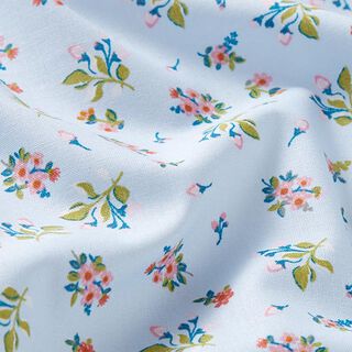 Baumwollpopeline süße Blümchen – babyblau, 