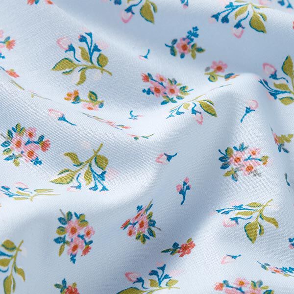 Baumwollpopeline süße Blümchen – babyblau