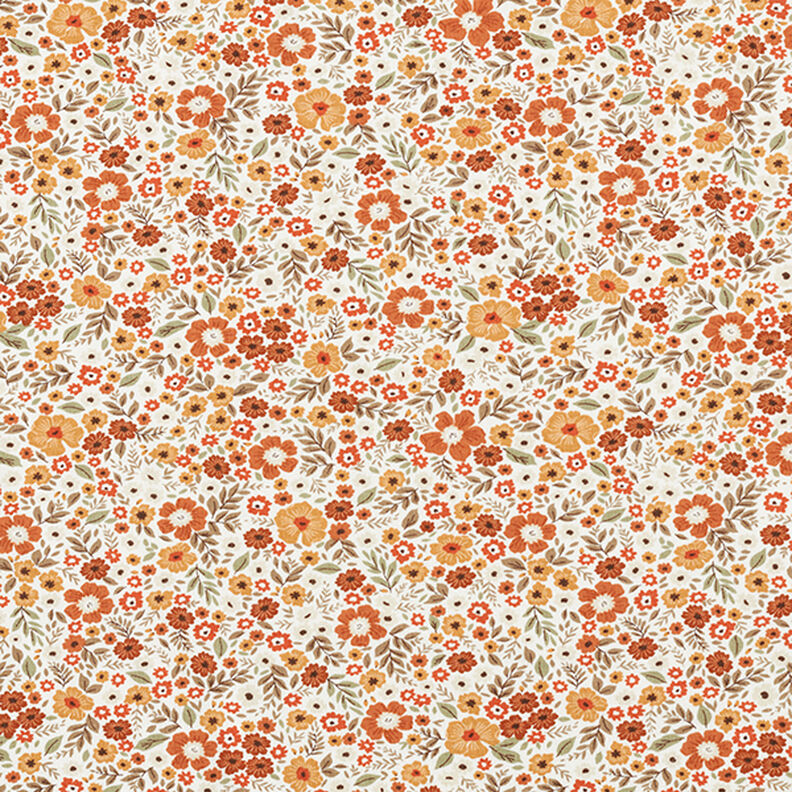 Baumwolljersey herbstliches Blumenmeer – wollweiss,  image number 1