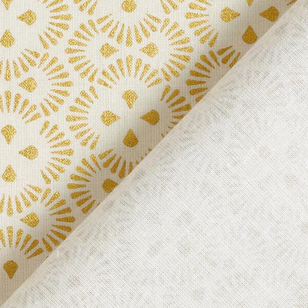 Baumwollstoff Popeline Eiskristalle – wollweiss/gold, image number 4