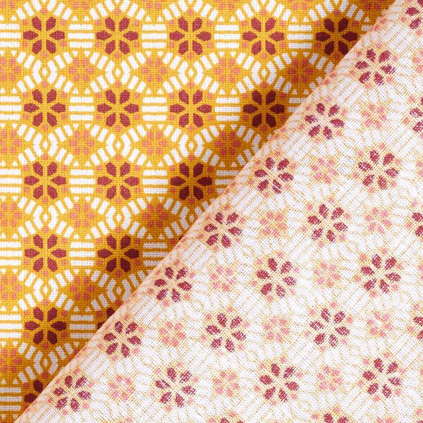Baumwollstoff Cretonne Kaleidoskop – senf | Reststück 60cm