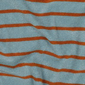 Frotteejersey Streifen | Poppy Fabrics – taubenblau/kupfer, 