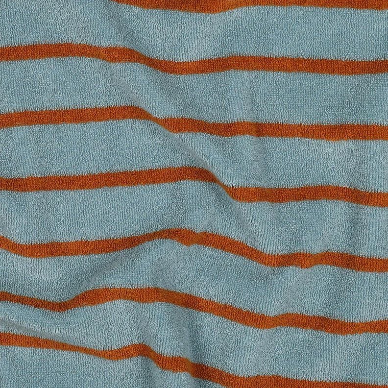Frotteejersey Streifen | Poppy Fabrics – taubenblau/kupfer,  image number 2