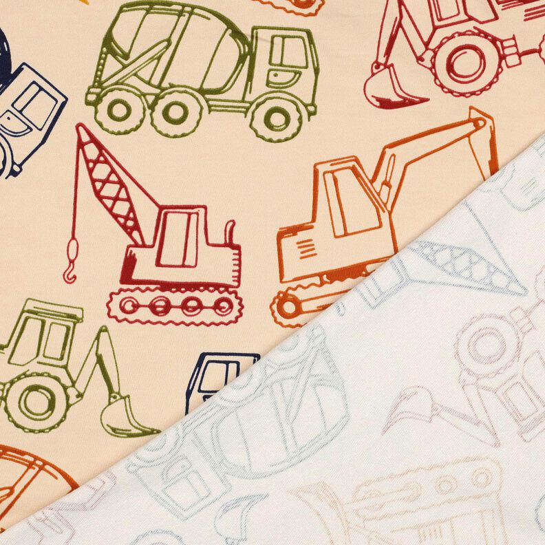 French Terry Sommersweat Baufahrzeuge | Poppy Fabrics – beige/marineblau,  image number 4