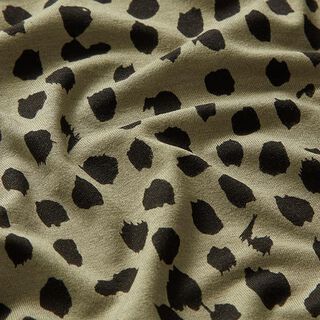 Viskosejersey Leopunkte – khaki/schwarz, 