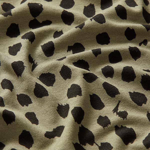 Viskosejersey Leopunkte – khaki/schwarz, image number 2